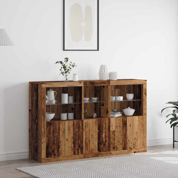 vidaXL LED Sideboard Oudhout 162 x 37 x 100 cm Bewerkt hout