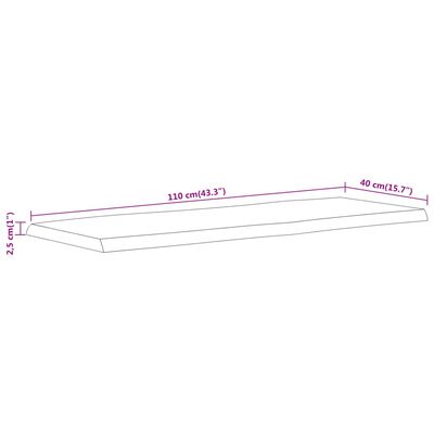 vidaXL Tafelblad rechthoekig natuurlijke rand 110x40x2,5 cm acaciahout