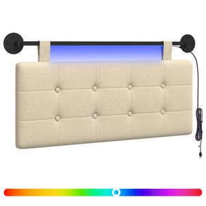 vidaXL Hangend hoofdbord Met LED-verlichting Cr&egrave;mekleurig Stof