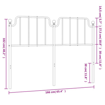 vidaXL Hoofdbord 160 cm metaal wit