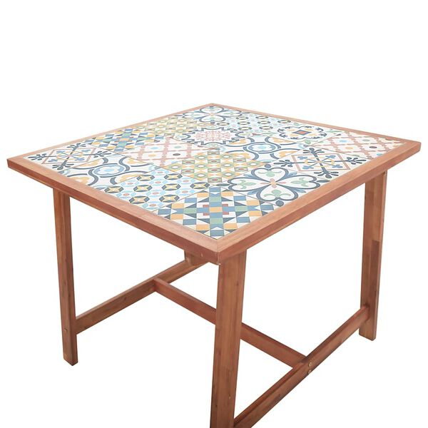 vidaXL Tuintafel 88x88x75 cm tegelblad en massief acaciahout