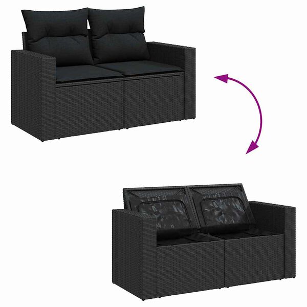 vidaXL Tuinbankenset met kussen 13 pcs Zwart poly rattan