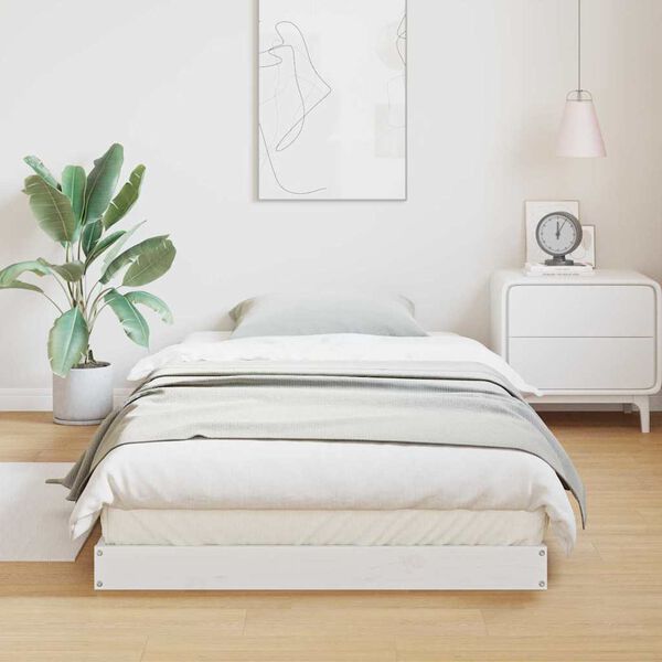 vidaXL Bedframe Wit 213.5 x 104 x 9 cm Massief grenenhout