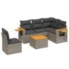 vidaXL 6-delige Loungeset met kussens poly rattan grijs