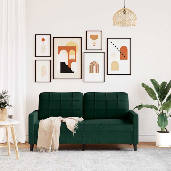 vidaXL Tweezitsbank 140 cm fluweel donkergroen