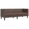 vidaXL Driezitsbank Chesterfield-stijl kunstleer bruin