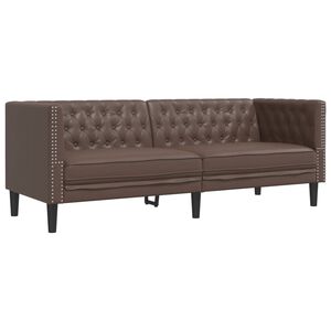 vidaXL Driezitsbank Chesterfield-stijl kunstleer bruin