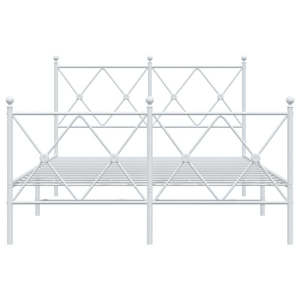 vidaXL Bedframe met hoofd- en voeteneinde metaal wit 120 x 190 cm