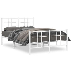 vidaXL Bedframe met hoofd- en voeteneinde metaal wit 120x200 cm
