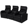 vidaXL Driedubbele relaxfauteuil met middenleuning kunstleer zwart
