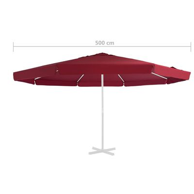 vidaXL Vervangingsdoek voor parasol 500 cm bordeauxrood