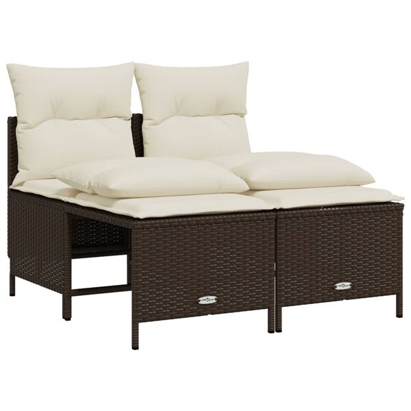 vidaXL 5-delige Loungeset met kussens poly rattan bruin