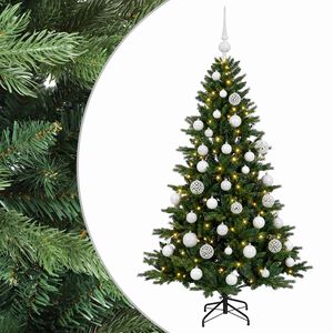 vidaXL Kunstkerstboom met kerstbal 120 cm 150 LED's Warmwit