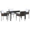 vidaXL Tuin eettafelset 5 pcs Bruin en zwart PE Rattan