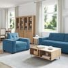 vidaXL Bank 3 pcs Blauw Linnen-mix stof