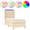 vidaXL Boxspring met matras en LED stof cr&egrave;mekleurig 80x200 cm