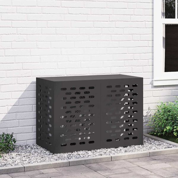 vidaXL Airconditioner hoes Zwart 100 x 50 x 70 cm Staal