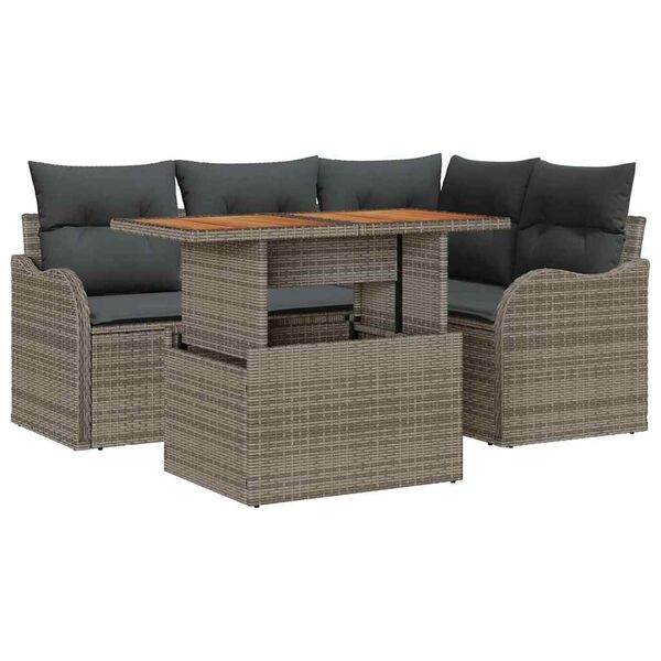 vidaXL Tuin Sofa Set met kussen 5 pcs Grijs