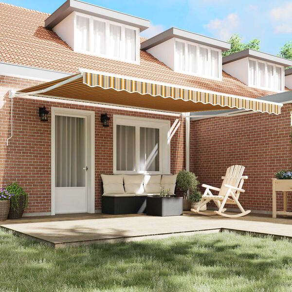 vidaXL Inklapbaar Zonnescherm Gestreept Multikleur 450 &times; 300 cm