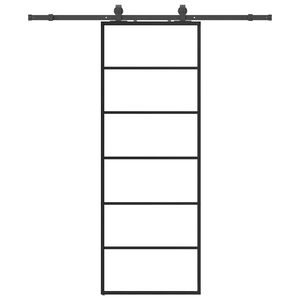 vidaXL Schuifdeur met beslagset 76x205 cm ESG glas zwart