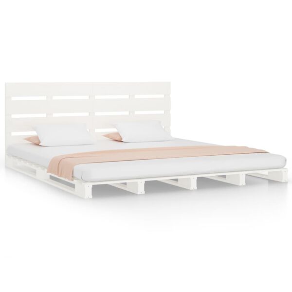 vidaXL Bedframe massief grenenhout wit 120x190 cm