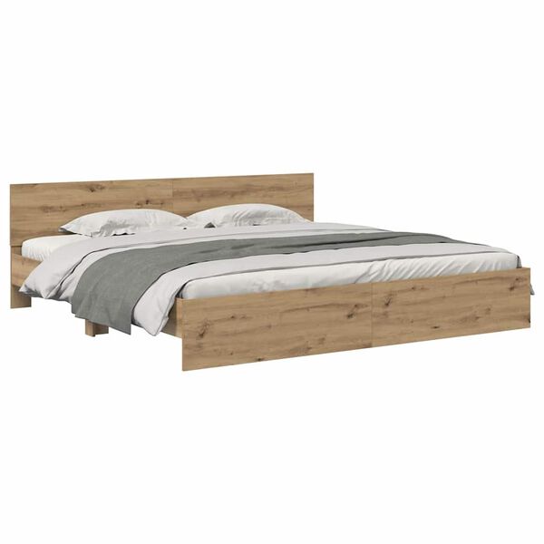vidaXL Bedframe met hoofdeinde Artisan Eiken 180 x 200 cm Bewerkt hout