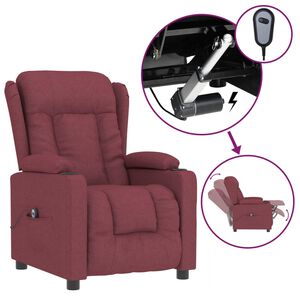 vidaXL Fauteuil verstelbaar elektrisch stof wijnrood