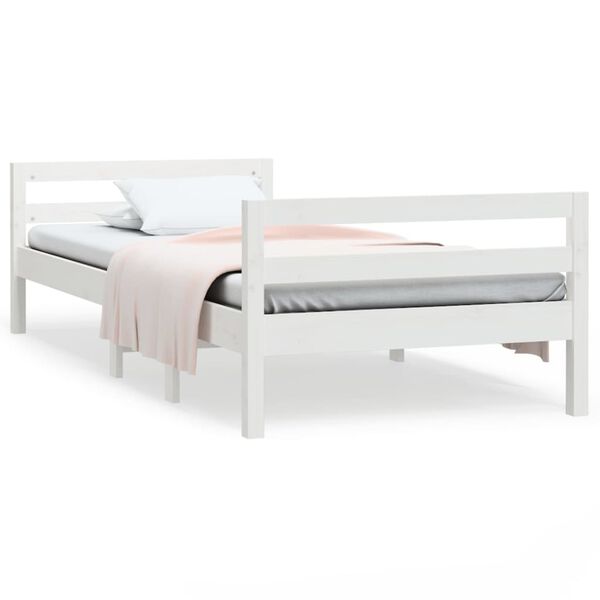 vidaXL Bedframe zonder matras massief grenenhout wit 80x200 cm