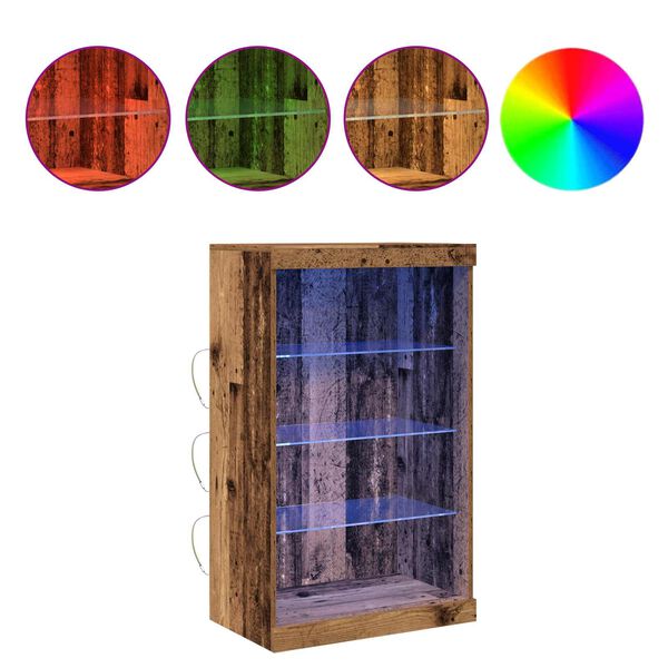 vidaXL LED Sideboard Oudhout 60,5 x 37 x 100 cm Bewerkt hout