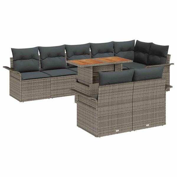 vidaXL Tuin Sofa Set met kussen 9 pcs Grijs