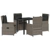 vidaXL Tuin eettafelset 5 pcs Grijs poly rattan