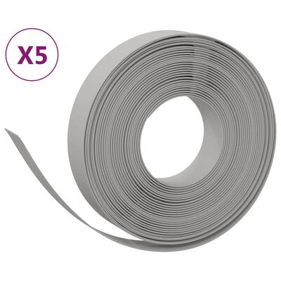 vidaXL Tuinranden 5 st 10 m 10 cm polyetheen grijs