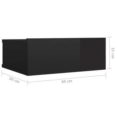 vidaXL Nachtkastjes 2 st zwevend 40x30x15 cm hout hoogglans zwart