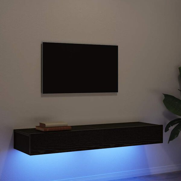 vidaXL Tv-meubels met LED-verlichting 2 st 60x35x15,5 cm zwart eikenkleurig