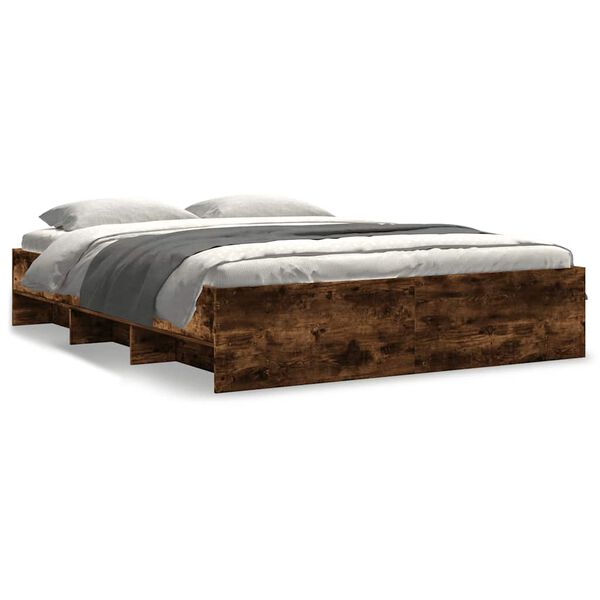 vidaXL Bedframe zonder matras hout gerookt eikenkleurig 150x200 cm