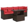 vidaXL 5-delige Loungeset met kussens poly rattan acacia bruin