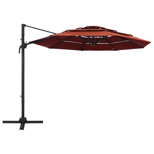vidaXL Parasol 4-laags met aluminium paal 3x3 m terracottakleurig