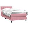 vidaXL Boxspring met matras fluweel roze 90x210 cm