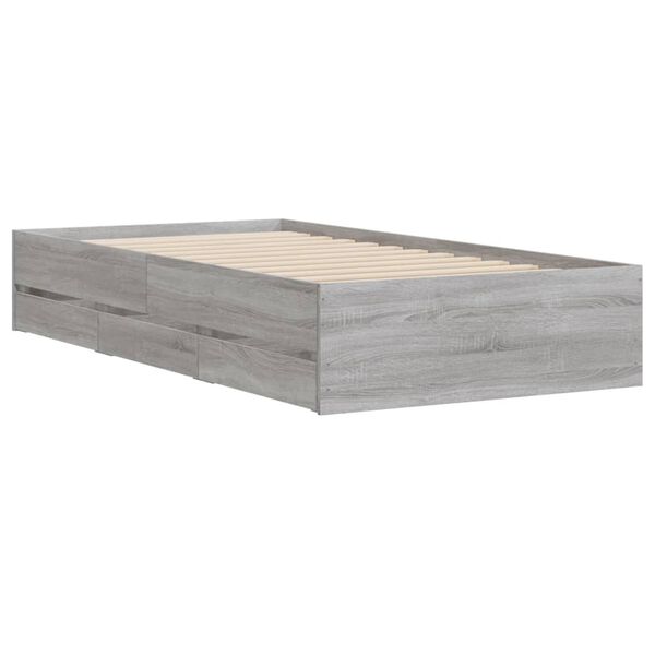 vidaXL Bedframe met lades bewerkt hout grijs sonoma eiken 90x200 cm