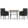 vidaXL 3-delige Tuinset poly rattan zwart