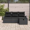 vidaXL Tuin Sofa Set met kussen met opslag 4 pcs Zwart poly rattan