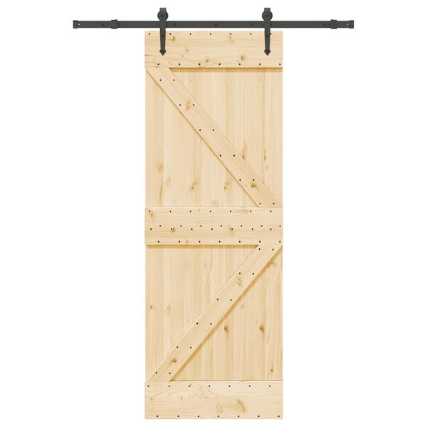 vidaXL Schuifdeur met beslag 70x210 cm massief grenenhout