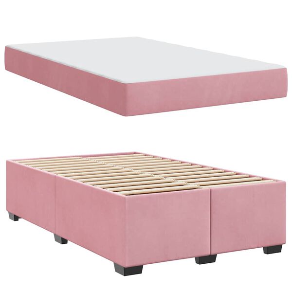 vidaXL Bedframe met matras Roze 120 x 190 cm Stof