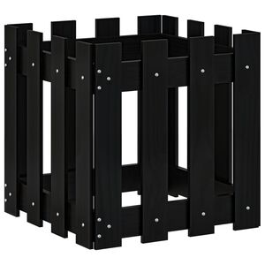 vidaXL Plantenbak met hekontwerp 40x40x40 cm massief grenenhout zwart