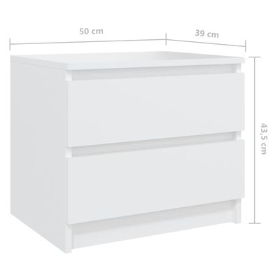 vidaXL Nachtkastje 50x39x43,5 cm bewerkt hout wit