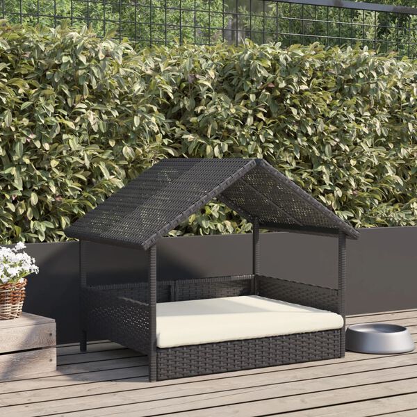 vidaXL Hondenhok met kussen poly rattan