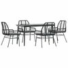 vidaXL 5-delige Tuinset met kussens poly rattan glas zwart