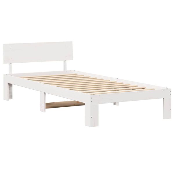 vidaXL Bedframe met hoofdeinde Wit 90 x 190 cm Massief grenenhout