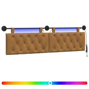 vidaXL Hangend hoofdbord Met LED-verlichting Bruin Fluweel