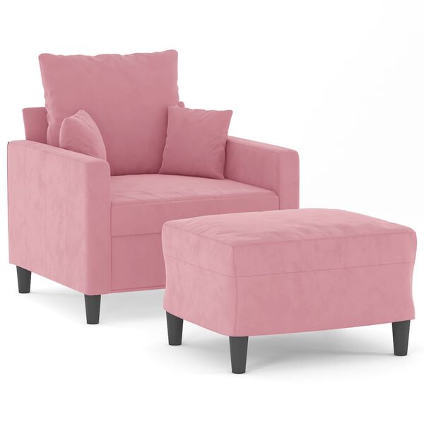 vidaXL Fauteuil met voetenbank 60 cm fluweel roze